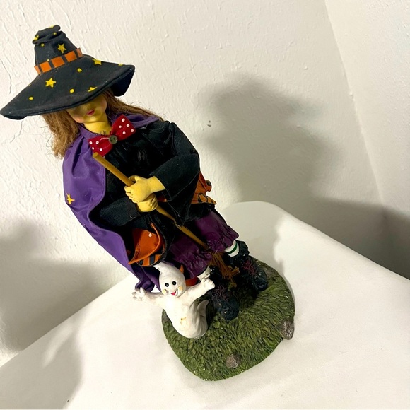 13-inch Halloween Fabric Witch and Scarecrow Combo Figure Set Missing 2 Bumpkins - Picture 3 of 9
